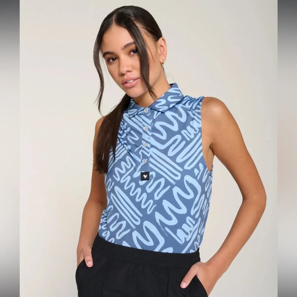 Bad Birdie Mazed & Confused Sleeveless Performance Polo - M - Picture 3 of 7